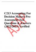 C213 Accounting For Decision Makers PreAssessment Test Questions & Answers (2022/2023) Verified
