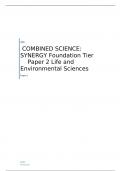 AQA   COMBINED SCIENCE: SYNERGY Foundation Tier	Paper 2 Life and Environmental Sciences