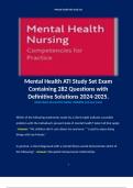 Mental Health ATI Study Set Exam Containing 282 Questions with Definitive Solutions 2024-2025. Terms like: Which of the following statements made by a client might indicate a possible problem with the individual's present state of mental health? Select