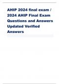 AHIP 2024 final exam /  2024 AHIP Final Exam  Questions and Answers  Updated Verified