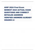 AHIP 2024 Final Exam NEWEST 2024 ACTUAL EXAM QUESTIONS AND CORRECT DETAILED ANSWERS VERIFIED ANSWERS ALREADY GRADED A+