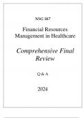(UOPX) NSG 567 FINANCIAL RESOURCES MANAGEMENT IN HEALTHCARE COMPREHENSIVE EXAM
