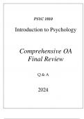 (WGU C180) PSYC 1010 INTRODUCTION TO PSYCHOLOGY COMPREHENSIVE OA FINAL REVIEW