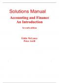 Solutions Manual for Accounting and Finance An Introduction 7th Edition By Peter Atrill, Eddie McLaney (All Chapters, 100% Original Verified, A+ Grade)