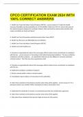  CPCO CERTIFICATION EXAM 2024 WITH 100% CORRECT ANSWERS