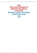 OCR AS Level Chemistry A H032/01 Breadth in chemistry Question paper And Mark Scheme for June 2023 