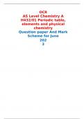 OCR AS Level Chemistry A H432/01 Periodic table, elements and physical chemistry Question paper And Mark Scheme for June 2023 
