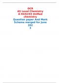 OCR AS Level Chemistry A H432/03 Unified chemistry Question paper And Mark Scheme merged for June 2023 