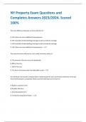 NY Property Exam Questions and Completes Answers 2023/2024. Scored  100%