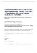 Fundamental HESI, Hesi Fundamentals, Hesi Fundamentals Practice Test, UNIT 1: Foundations of Nursing Practice Study Guide 2024/2025