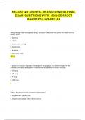 NR-305:| NR 305 HEALTH ASSESSMENT FINAL EXAM QUESTIONS WITH 100% CORRECT ANSWERS| GRADED A+