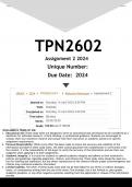 TPN2602 Assignment 2 (QUIZ ANSWERS) 2024 - DISTINCTION GUARANTEED