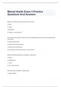 Mental Health Exam 3 Practice Questions And Answers