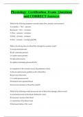 Physiology Certification Exam Questions  and CORRECT Answers