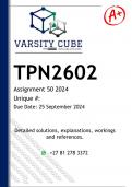 TPN2602 Assignment 50 (DETAILED ANSWERS) 2024 - DISTINCTION GUARANTEED