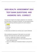 HESI HEALTH  ASSESSMENT 2024  TEST BANK QUESTIONS  AND ANSWERS 100%  CORRECT