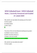NFHS Volleyball Exam | NFHS Volleyball Rules | Correctly Answered and Graded A+ Latest 2024