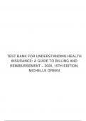 TEST BANK FOR UNDERSTANDING HEALTH INSURANCE: A GUIDE TO BILLING AND REIMBURSEMENT – 2020, 15TH EDITION, MICHELLE GREEN