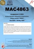 MAC4863 Assignment 3 (COMPLETE ANSWERS) 2024 (504821) - DUE 20 May 2024 