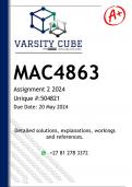 MAC4863 Assignment 2 (DETAILED ANSWERS) 2024 - DISTINCTION GUARANTEED