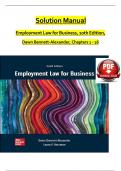 SOLUTION MANUAL For Employment Law for Business, 10th Edition by Dawn Bennett-Alexander, Verified Chapters 1 - 16, Complete Newest Version