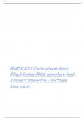 NURS 231 Pathophysiology  Final Exam With question and  correct answers - Portage  Learning 