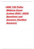 NSG 120 Patho Midterm Exam (Latest 2024 / 2025) Questions and Answers (Verified Answers)