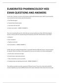 ELABORATED PHARMACOLOGY HESI EXAM QUESTIONS AND ANSWERS