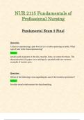 Exam 3 Final - NUR2115 / NUR 2115 (Latest 2024 / 2025) : Fundamentals Of Professional Nursing - Rasmussen