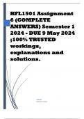 HFL1501 Assignment 6 (COMPLETE ANSWERS) Semester 1 2024 - DUE 9 May 2024 ;100% TRUSTED workings, explanations and solutions. 