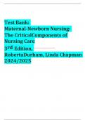 BEST REVIEW Test Bank: Maternal-Newborn Nursing: The Critical Components of  Nursing Care 3rd Edition, Roberta Durham, Linda Chapman 2024/2025