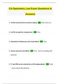 CA Optometry Law Exam Questions & Answers