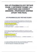 2024 ATI PHARMACOLOGY RETAKE EXAM | 2 DIFFERENT EXAMS | ALL QUESTIONS AND CORRECT ANSWERS | PROFESSOR VERIFIED (STUDY THIS PACK)