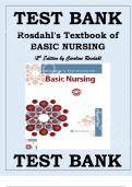 TEST BANK For Rosdahl's Textbook of Basic Nursing 12th Edition by Caroline Rosdahl 9781975171339 Chapters 1 - 103, Complete Guide.