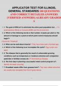 APPLICATOR TEST FOR ILLINOIS, GENERAL STANDARDS 100 QUESTIONS AND CORRECT ANSWERS APPLICATOR TEST FOR ILLINOIS, GENERAL STANDARDS 100 QUESTIONS AND CORRECT ANSWERS