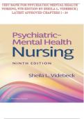 TEST BANK For Psychiatric Mental Health Nursing, 9th Edition by Sheila L. Videbeck / Certified (2023/2024) Edition/ Grade A+/ Chapter 1-24
