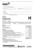  AQA GCSE CHEMISTRY Higher Tier Paper 1 Monday 22 May 2023