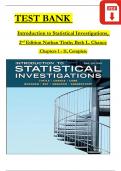 Test bank For Introduction to Statistical Investigations, 2nd Edition by Nathan Tintle; Beth L. Chance, Complete Chapters 1 - 11, Verified Latest Version 