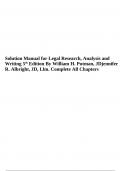 Solution Manual for Legal Research, Analysis and Writing 5th Edition By William H. Putman, JDjennifer R. Albright, JD, Llm. Complete All Chapters