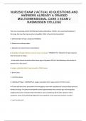 NUR2502 EXAM 2 ACTUAL 60 QUESTIONS AND ANSWERS ALREADY A GRADED MULTIDIMENSIONAL CARE 3 EXAM 2 RASMUSSEN COLLEGE