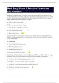 Med Surg Exam 3 Practice Questions and answers
