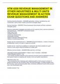 HTM 4250 REVENUE MANAGEMENT IN OTHER INDUSTRIES & MULTI UNITS REVENUE MANAGEMENT IN ACTION EXAM QUESTIONS AND ANSWERS