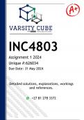 INC4803 Assignment 1 (DETAILED ANSWERS) 2024 - DISTINCTION GUARANTEED