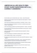 AMERICAN ALLIED HEALTH RMA STUDY GUIDE QUESTIONS WITH ALL CORRECT ANSWERS!!
