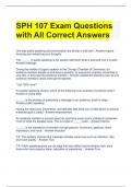 SPH 107 Exam Questions with All Correct Answers 