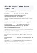 BIOL 198: Module 7: Animal Biology (FINAL EXAM) Questions and Answers 2024( A+ GRADED 100% VERIFIED).