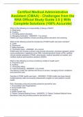 Certified Medical Administrative Assistant (CMAA) - Challenges from the NHA Official Study Guide 3.0 || With Complete Solutions (100% Accurate)