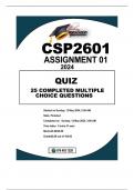 CSP2601 ASSIGNMENT 1 -QUIZ DUE 15MAY 2024