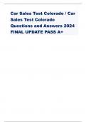 Car Sales Test Colorado / Car Sales Test Colorado Questions and Answers 2024 FINAL UPDATE PASS A+