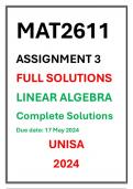 MAT2611 Assignment 3 COMPLETE SOLUTIONS UNISA 2024 LINEAR ALGEBRA II